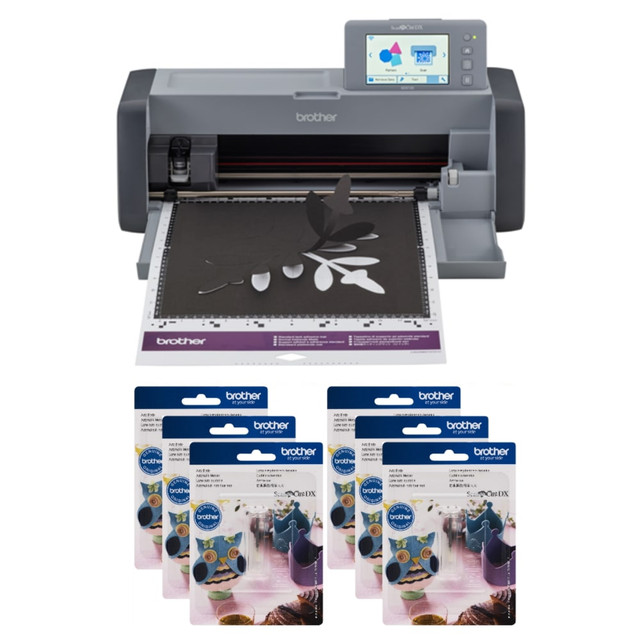 CLEAN CONTROL CORPORATION SDX125EGYBLD-OD Brother ScanNCut SDX125e 7-Piece DIY Cutting Machine Set With Scanner, Titanium/Gray
