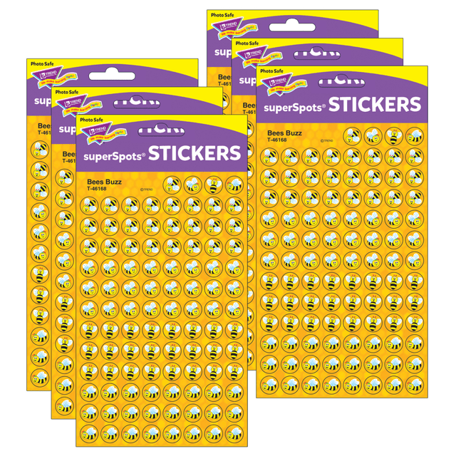 EDUCATORS RESOURCE T-46168-6 Trend SuperSpots Stickers, Bees Buzz, 800 Stickers Per Pack, Set Of 6 Packs EDUCATORS RESOURCE T-46168-6 Trend SuperSpots Stickers, Bees Buzz, 800 Stickers Per Pack, Set Of 6 Packs