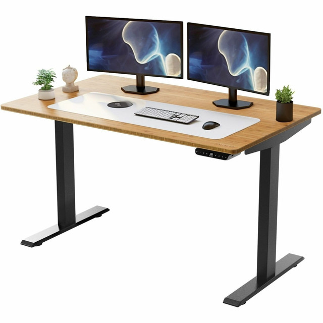 UNCAGED ERGONOMICS RU2BB Rise Up Electric 60inW Standing Computer Desk, Natural/Black UNCAGED ERGONOMICS RU2BB Rise Up Electric 60inW Standing Computer Desk, Natural/Black