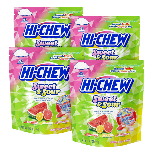 MORINAGA AMERICA,INC. Hi-Chew 41960  Fruit Chew Sour Citrus Mix, 12.7 Oz, Pack Of 4 Bags