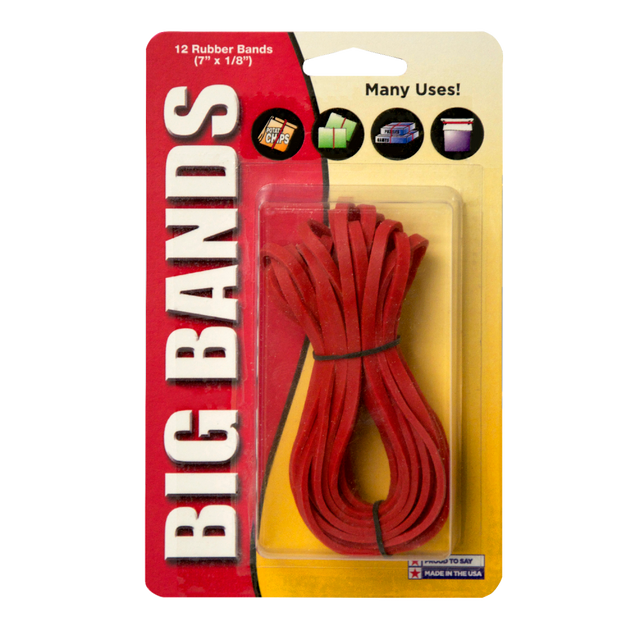 ALLIANCE RUBBER CO 00700 Alliance Rubber Advantage Rubber Bands, 7in, Red, Pack Of 12