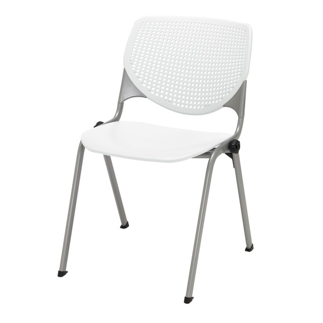 KFI FURNITURE, LLC CS2300-P08WHITE KFI Studios KOOL Stacking Chair With Casters, White/Silver