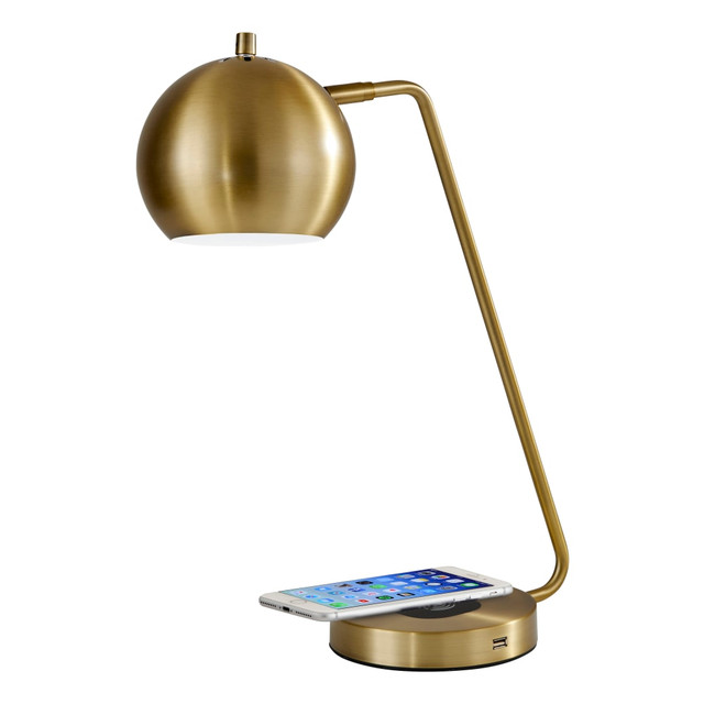 ADESSO INC Adesso 5131-21  Emerson AdessoCharge Desk Lamp, 18inH, Brass Shade/Brass Base