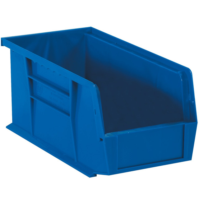 QUANTUM STORAGE SYSTEMS Partners Brand BINP1487B  Plastic Stack & Hang Bin Boxes, Medium Size, 14 3/4in x 8 1/4in x 7in, Blue, Pack Of 12