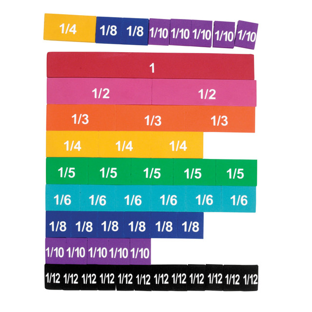 LEARNING RESOURCES, INC. LER0611 Learning Resources Soft Foam Magnetic Rainbow Fraction Tiles, Ages 6-12, Pack of 51