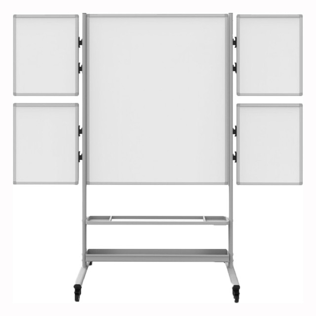 H. WILSON COMPANY COLLAB-STATION Luxor Magnetic Dry-Erase Whiteboard Collaboration Station, 76 3/8in x 82 1/4in x 23 11/16in, Aluminum Frame With Silver Finish