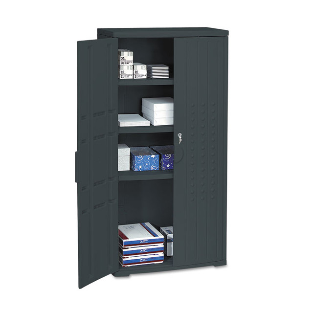 ICEBERG ENTERPRISES 92551 Rough n Ready Storage Cabinet, Three-Shelf, 33w x 18d x 66h, Black