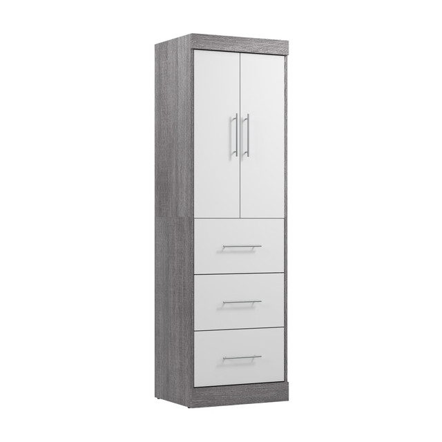 BESTAR INC. 25871-4717 Bestar Nebula 25inW Wardrobe With 3 Drawers, Bark Gray/White