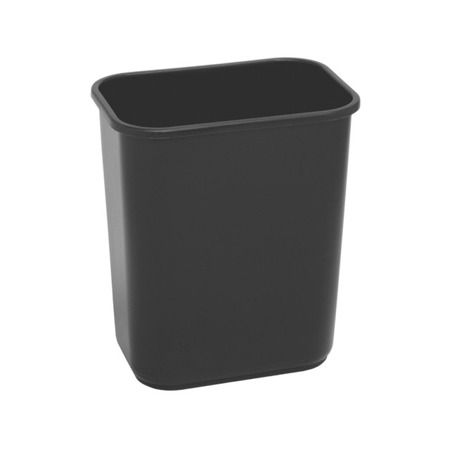 Toss your trash into this Highmark Plastic Wastebasket, which offers a streamlined look thats right for most offices. This small wastebasket fits underneath most desks, so you can easily access it throughout the day without interrupting your workflow.  Crafted from polypropylene plastic.  Black office wastebasket holds up to 6.5 gallons.