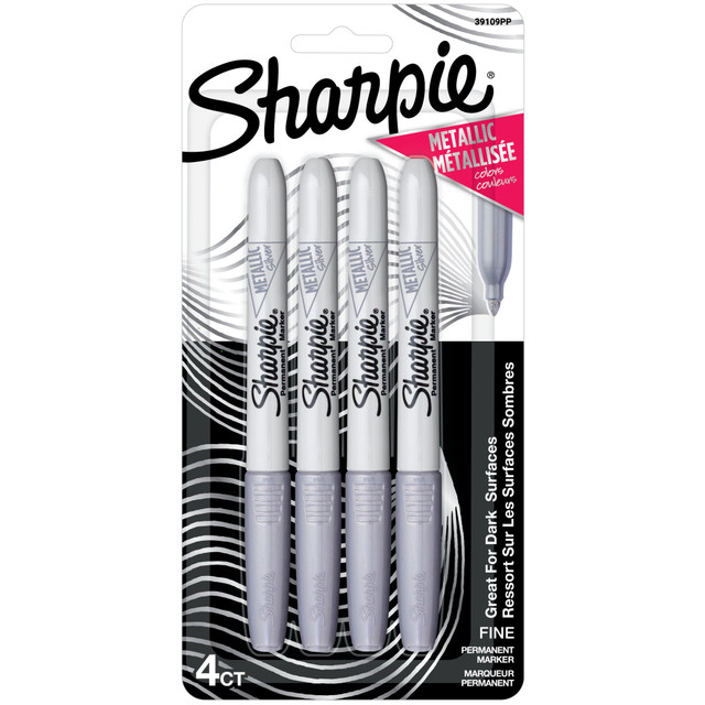 NEWELL BRANDS INC. 39109 Sharpie Metallic Markers, Silver, Pack Of 4 Markers