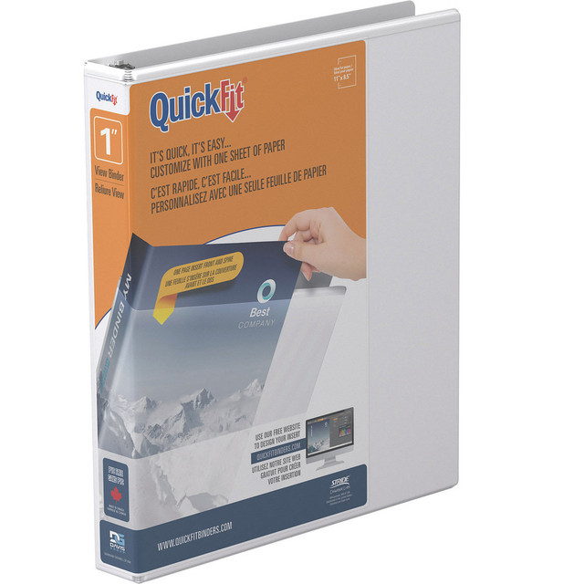 DAVIS GROUP OF COMPANIES CORP 8711-00 QuickFit View 3-Ring Binder, 1in Round Rings, 50% Recycled, White