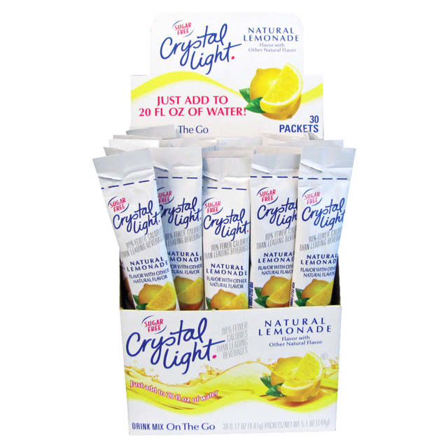 KRAFT HEINZ FOODS COMPANY CRY79600 Crystal Light On The Go Mix Sticks, Lemon, Box Of 30 Packets