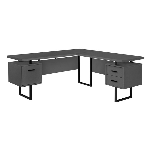 MONARCH SPECIALTIES I 7615  Dallas 71inW L-Shaped Corner Desk, Gray