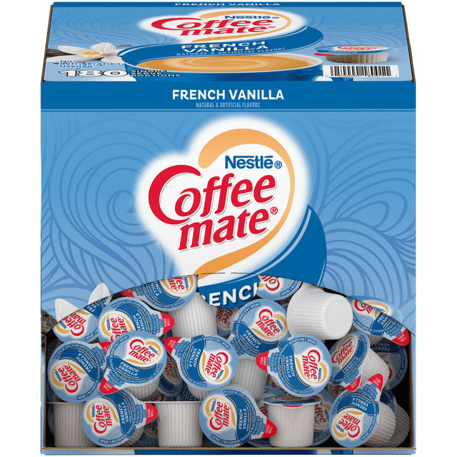 NESTLE WATERS NORTH AMERICA NES18001 Nestle Coffee-mate Coffee Creamer French Vanilla Liquid Creamer Singles, 0.375 Oz, Box Of 180 NESTLE WATERS NORTH AMERICA NES18001 Nestle Coffee-mate Coffee Creamer French Vanilla Liquid Creamer Singles, 0.375 Oz, Box Of 180