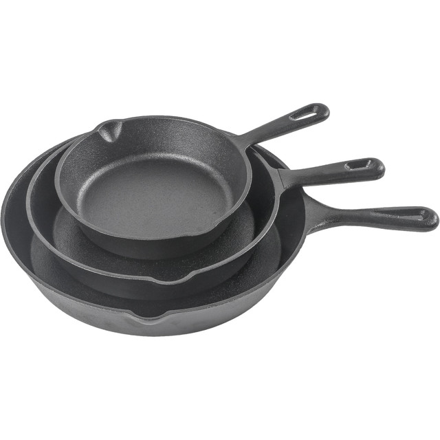 W APPLIANCE COMPANY LLC CHCI03PK Commercial Chef 3-Piece Cast Iron Skillet Set, Black