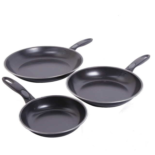 GIBSON OVERSEAS INC. 995100979M Gibson Home Aventura 3-Piece Aluminum Non-Stick Frying Pan Set, Black GIBSON OVERSEAS INC. 995100979M Gibson Home Aventura 3-Piece Aluminum Non-Stick Frying Pan Set, Black
