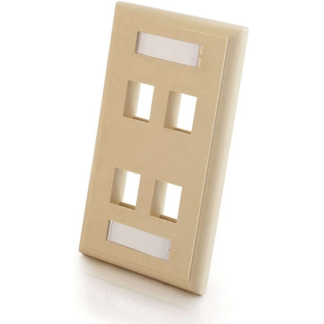 LASTAR INC. 03713 C2G 4-Port Single Gang Multimedia Keystone Wall Plate - Ivory