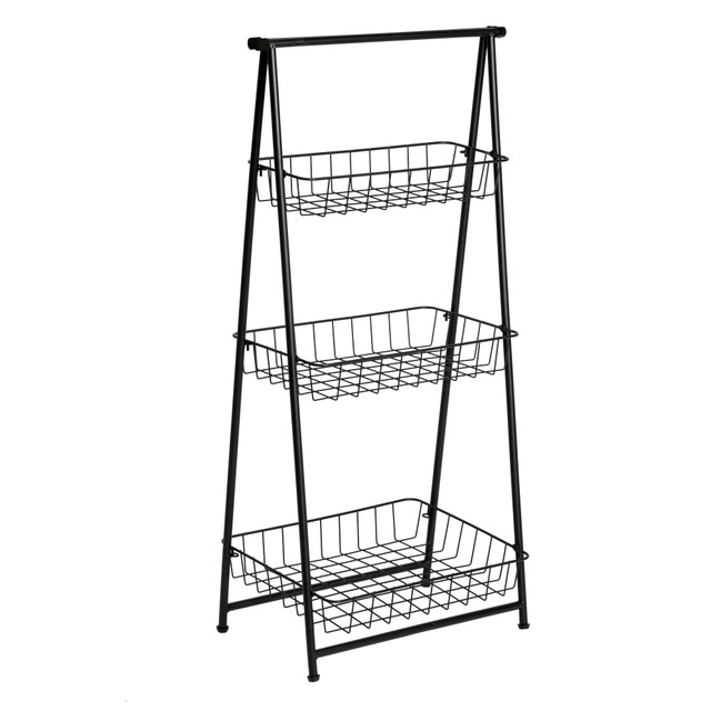 HONEY-CAN-DO INTERNATIONAL, LLC SHF-08580 Honey Can Do Folding A-Frame Entryway Shelf, 3 Tiers, 35-13/16inH x 17-5/16inW x 11-13/16inD, Black