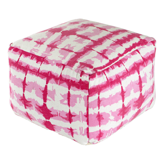 GFH ENTERPRISES INC. Anji Mountain AMBPF022-2014  Ambrosia Pouf Ottoman, Pink/Ivory