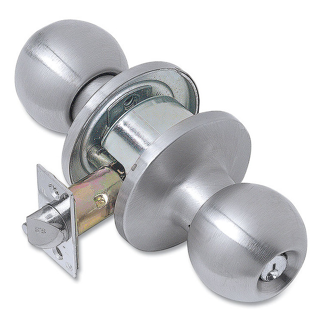 TELL MANUFACTURING CL101705 Light Duty Commercial Storeroom Knob Lockset, Stainless Steel Finish