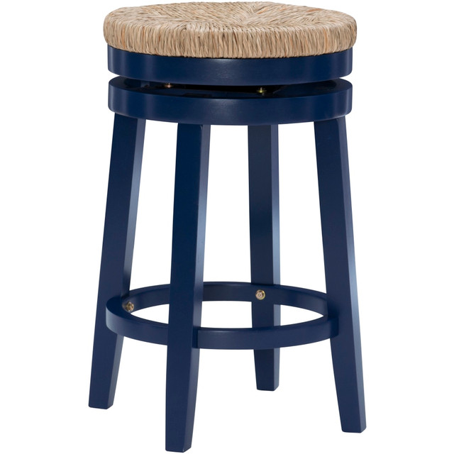 L. POWELL ACQUISITION CORP. Powell ODP2637  Mabon Backless Swivel Counter Stool, Navy/Natural
