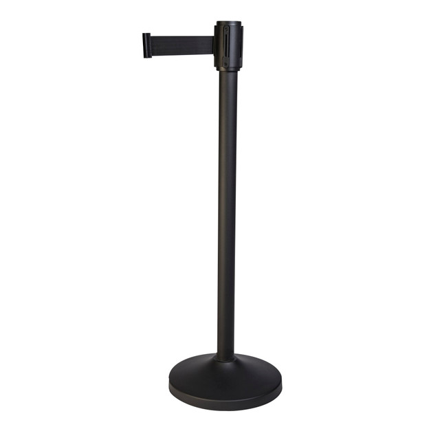 CENTRAL SPECIALTIES CO. CSL 5500BK-BLK  Stanchions With 9ft Retractable Belts, Black, Pack Of 2 Stanchions