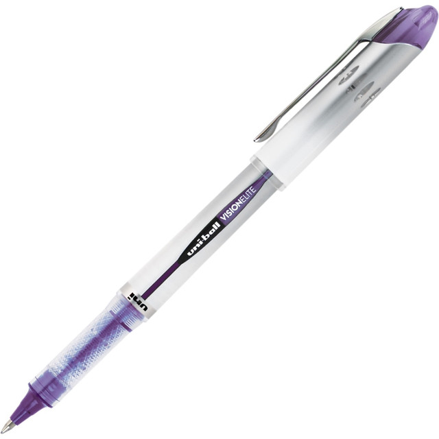 MITSUBISHI PENCIL CO.UK LTD 69025 uni-ball Vision Elite Rollerball Pen, 0.8 mm, Light Gray Barrel, Purple Ink