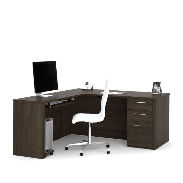 BESTAR INC. 60852-79 Bestar Embassy 66inW L-Shaped Corner Desk With Pedestal, Dark Chocolate