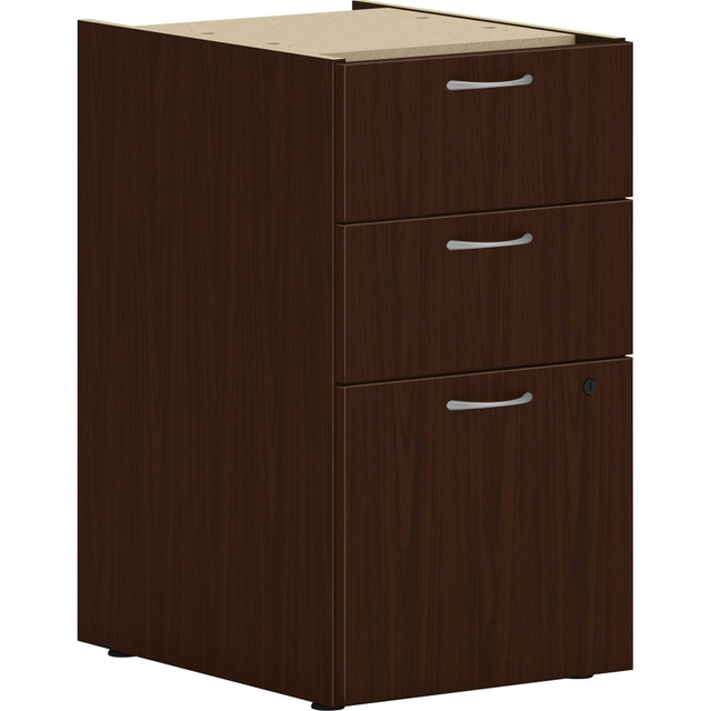 HNI CORPORATION HONPLPSBBFLT1 HON 15in Vertical 3-Drawer File Cabinet Support Pedestal, Worksurface, Mahogany