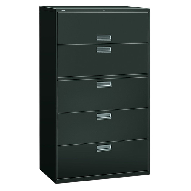 HNI CORPORATION 695LS HON 600 42inW x 18inD Lateral 5-Drawer File Cabinet With Lock, Charcoal