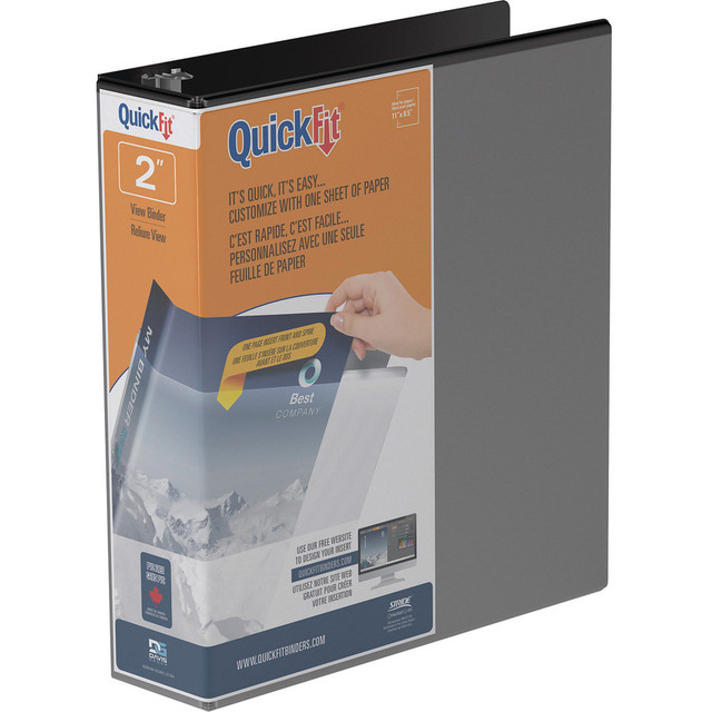 DAVIS GROUP OF COMPANIES CORP 8703-01 QuickFit View 3-Ring Binder, 2in Angle D-Rings, Black DAVIS GROUP OF COMPANIES CORP 8703-01 QuickFit View 3-Ring Binder, 2in Angle D-Rings, Black