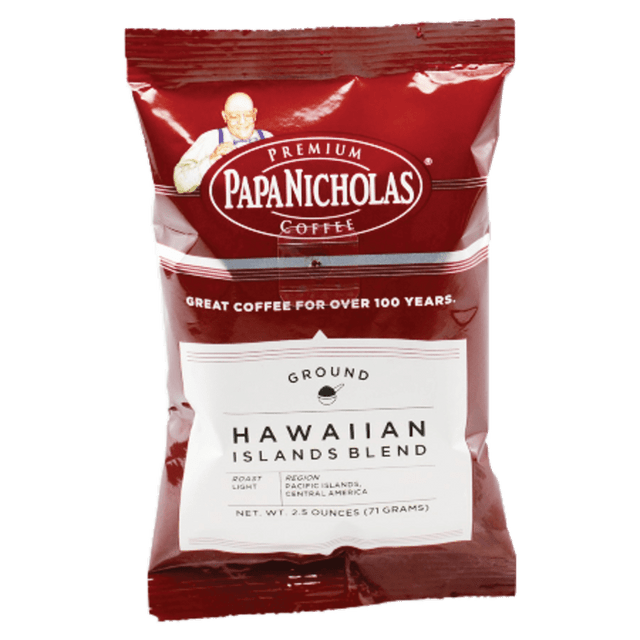 PAPANICHOLAS COFFEE CO PCO25181 PapaNicholas Coffee Single-Serve Coffee Packets, Hawaiian Islands Blend, 2.5 Oz Per Bag, Carton Of 18