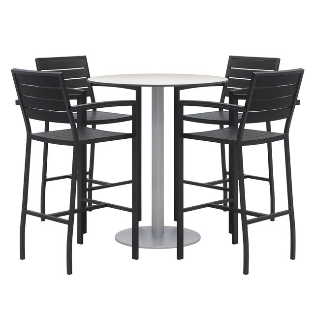 KENTUCKIANA FOAM INC KFI Studios 840031925510  Eveleen 5-Piece Outdoor Patio Set, 45-5/8inH x 36inW x 36inD, White Table, Black Chairs