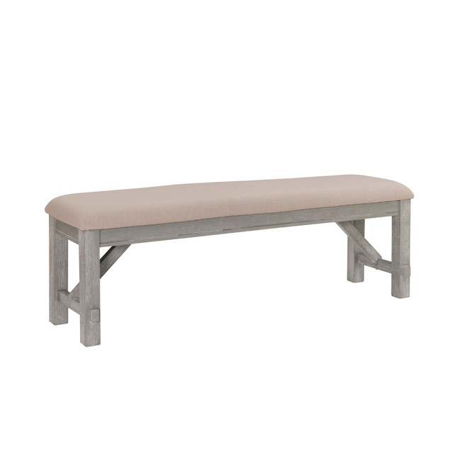 L. POWELL ACQUISITION CORP. ODP2416 Powell Kassel Bench, With Cushion, Weathered Gray/Tan L. POWELL ACQUISITION CORP. ODP2416 Powell Kassel Bench, With Cushion, Weathered Gray/Tan