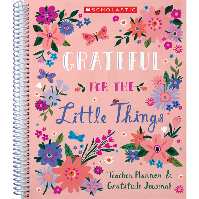 SCHOLASTIC TEACHER RESOURCES Scholastic 9781338617962  Undated Gratitude Teacher Monthly Planner, 5inW x 11inD, Pink, July To June, 9781338617962