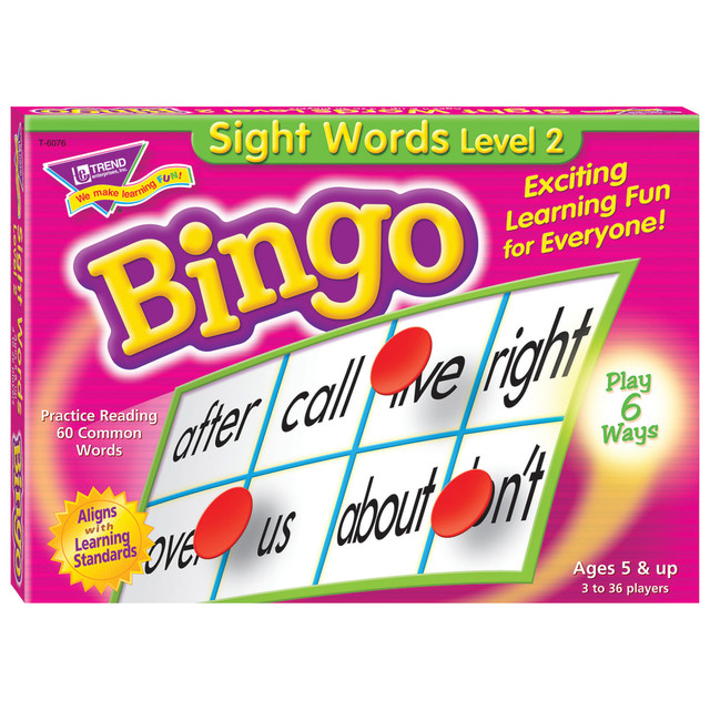 TREND ENTERPRISES INC T-6076 Trend Sight Words Level 2 Bingo Game, Grades K To 2