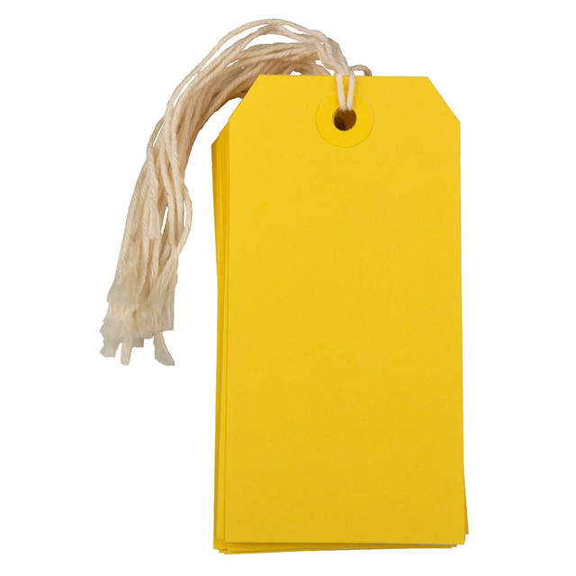 JAM PAPER AND ENVELOPE 39197121A JAM Paper Medium Gift Tags, 4-3/4in x 2-3/8in, Yellow, Pack Of 10 Tags