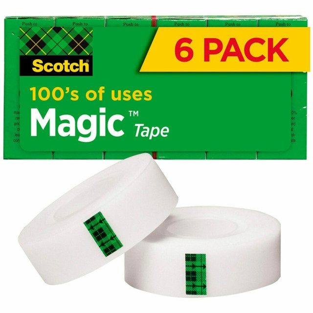 3M CO Scotch 810K6  Magic Tape, 0.75in x 83.34ft, Transparent, Pack Of 6 Rolls