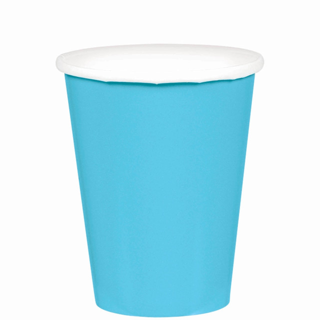 AMSCAN CO INC Amscan 68015.54  68015 Solid Paper Cups, 9 Oz, Caribbean Blue, 20 Cups Per Pack, Case Of 6 Packs