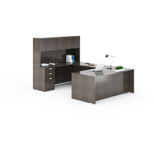 NORSTAR OFFICE PRODUCTS INC. GROUPA5-DW Boss Office Products Holland Series Executive U-Shaped Desk With File Storage Pedestal And Hutch, Driftwood NORSTAR OFFICE PRODUCTS INC. GROUPA5-DW Boss Office Products Holland Series Executive U-Shaped Desk With File Storage Pedestal And Hutch, Driftwood