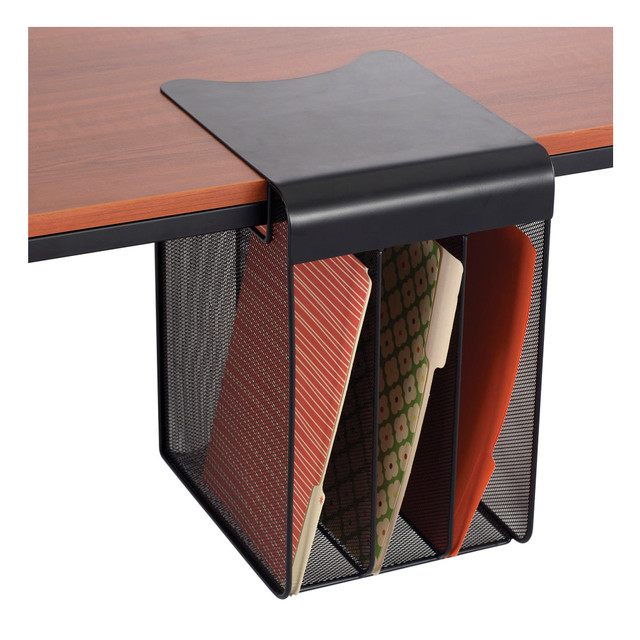 SAFCO PRODUCTS CO 3243BL Safco Onyx Mesh Hanging Organizer, Solid Top 3-Section Vertcal, Black