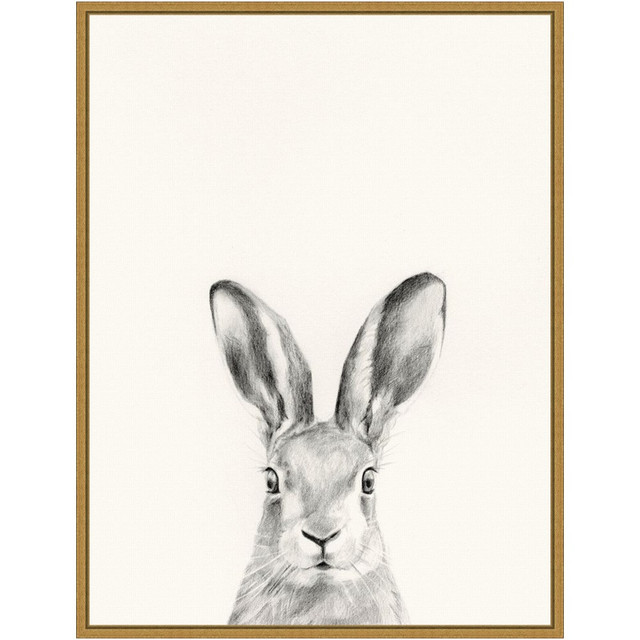 UNIEK INC. A42705040721 Amanti Art Animal Mug I Rabbit by Victoria Borges Framed Canvas Wall Art Print, 24inH x 18inW, Gold