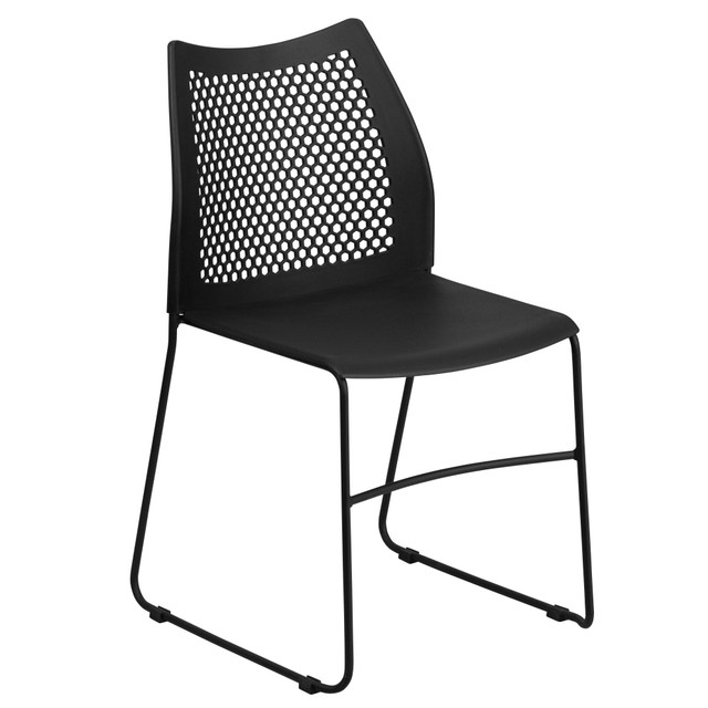 FLASH FURNITURE 5RUT498ABK  HERCULES Series Stack Chairs, Black, Set Of 5 Chairs