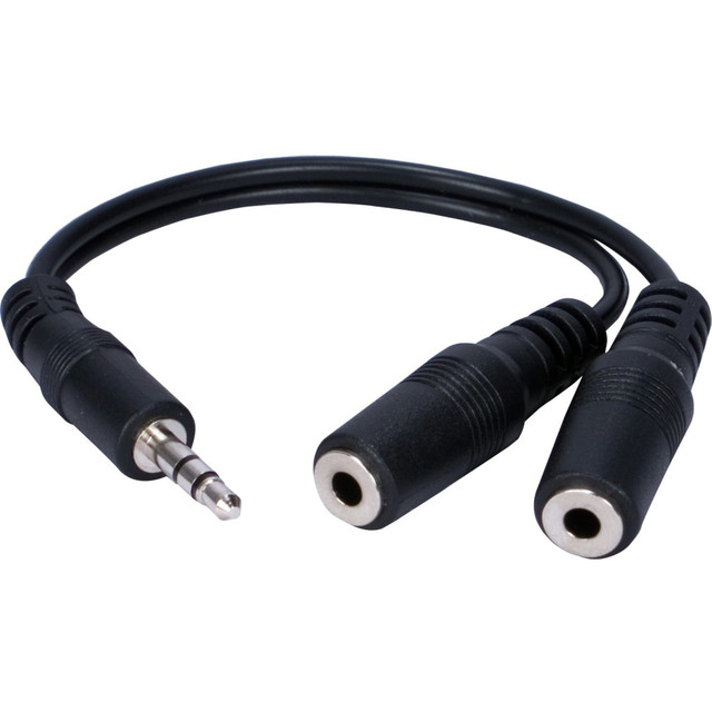 QVS, INC. QVS CC400Y  3.5mm Mini-Stereo Male To Two Female Speaker Splitter Cable, 6in