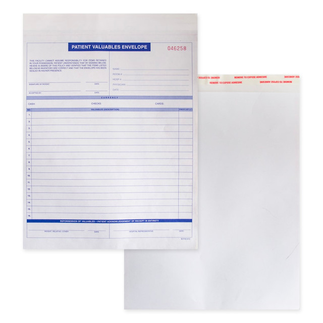 TAYLOR CORP Taylor Corporation W-PVE-9125000 Patient Valuable Form And Paper Envelope, Sequentially Numbered, 3-Part, 9in x 12in, Pack Of 5,000 Sets