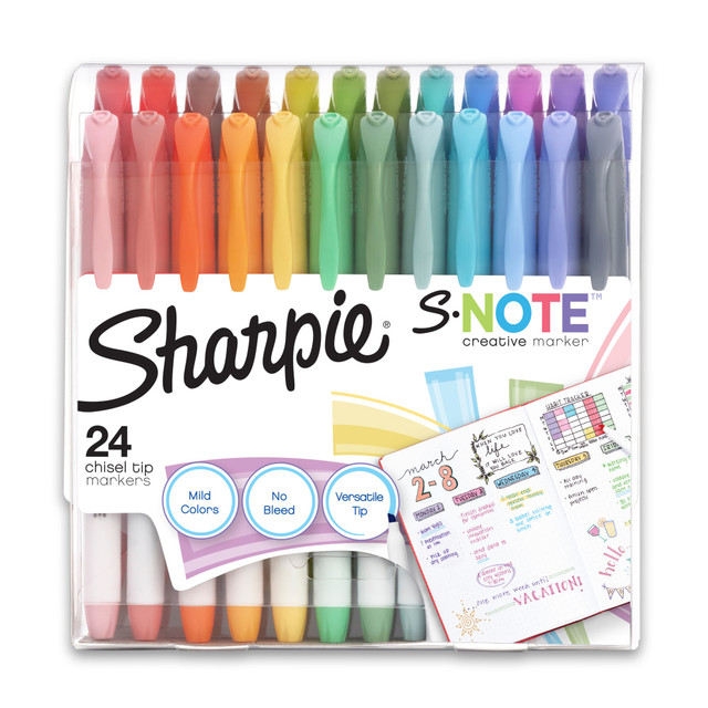 NEWELL BRANDS INC. Sharpie 2117330  S-Note Highlighters, Chisel Tip, Assorted Colors, Pack Of 24 Highlighters