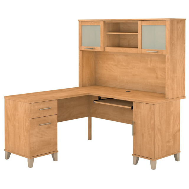 BUSH INDUSTRIES INC. SET002MC Bush Furniture Somerset L Shaped Desk With Hutch, 60inW, Maple Cross, Standard Delivery BUSH INDUSTRIES INC. SET002MC Bush Furniture Somerset L Shaped Desk With Hutch, 60inW, Maple Cross, Standard Delivery