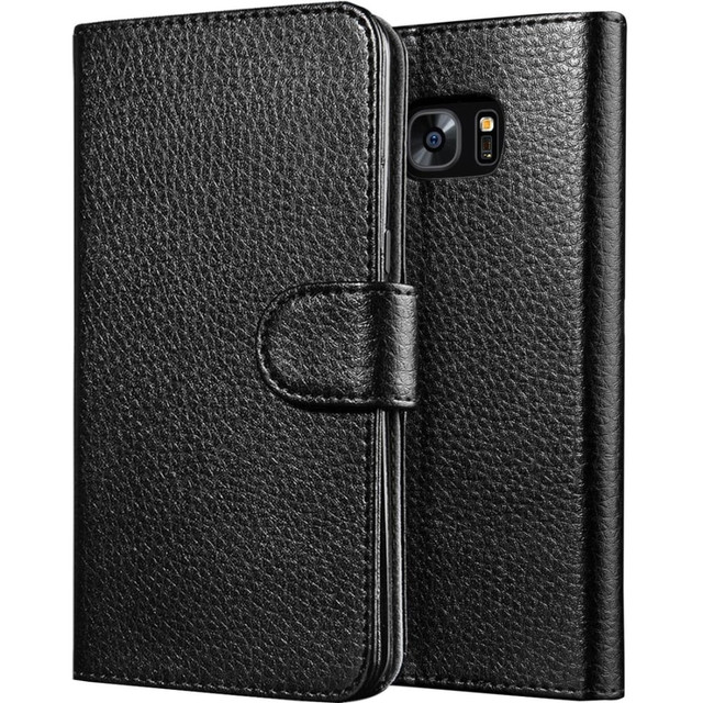 CONTEMPORARY IMPORTS, INC. Supcase S7E-LEATHER-BK SUP LeatherBook Carrying Case (Wallet) Smartphone - Black - Scratch Resistant Interior, Shock Absorbing Interior, Abrasion Resistant Interior - Synthetic Leather - 6.2in Height x 3.6in Width x 0.7in D