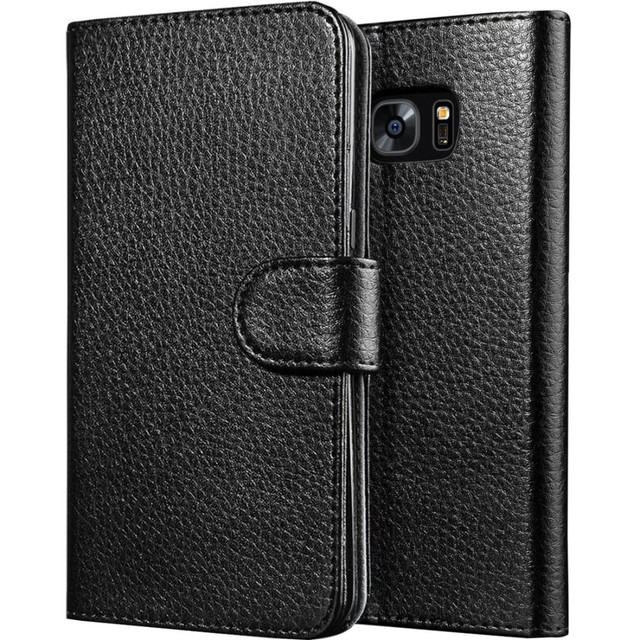 CONTEMPORARY IMPORTS, INC. S7E-LEATHER-BK SUP LeatherBook Carrying Case (Wallet) Smartphone - Black - Scratch Resistant Interior, Shock Absorbing Interior, Abrasion Resistant Interior - Synthetic Leather - 6.2in Height x 3.6in Width x 0.7in Depth