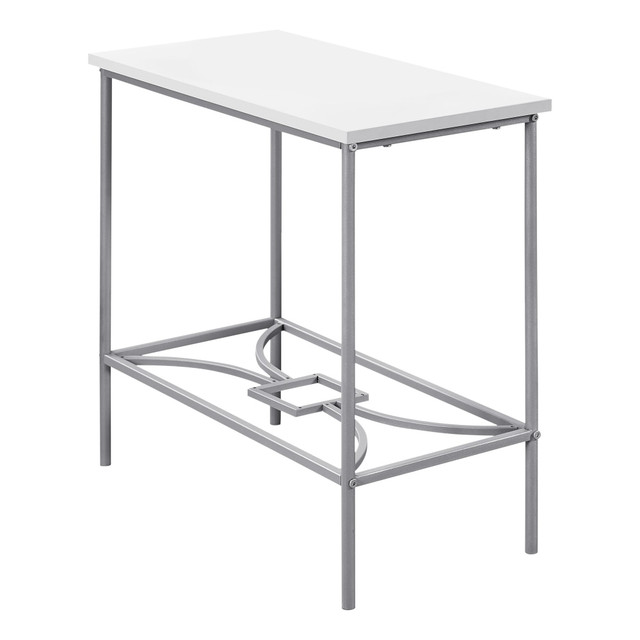 MONARCH PRODUCTS Monarch Specialties I 2077  Heidi Accent Table, 22inH x 23-3/4inW x 11-3/4inD, White/Silver